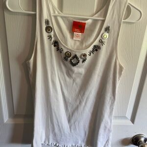Hearts of Palm women’s white Embellished Tank Top size M